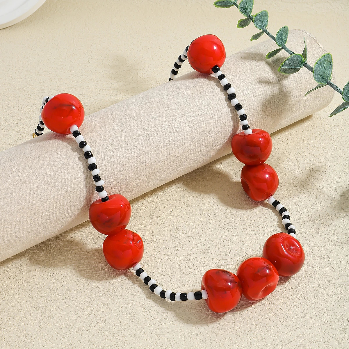 ZAA Women Necklaces Jewelry 2025 Trend Cherry Pendant Summer Boho Resin Beaded Choker Fashion Holiday Party Accessories 250729