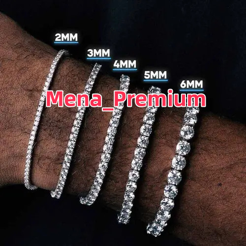 Ready to Ship Pulseras Y Brazaletes 2mm 3mm 4mm 5mm 6mm Iced Out 925 Silver 18k Plated Moissanite Diamond Tennis Bracelet Men