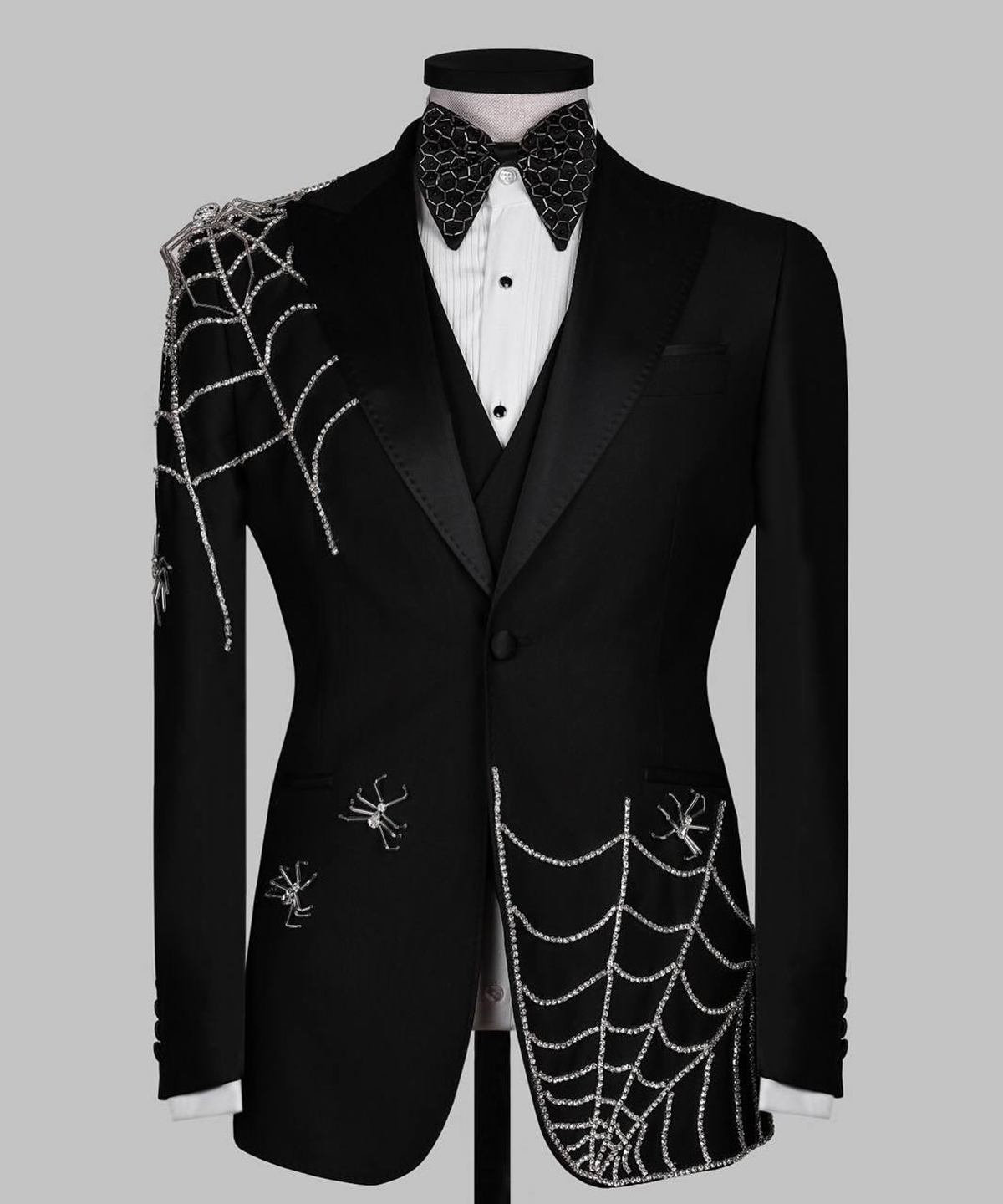 Customized Men Suits Crystal Groom Wear Tuxedos Ropa Hombre 2 Piece Double Breasted Diamond Shawl Lapel Wedding Prom Blazers