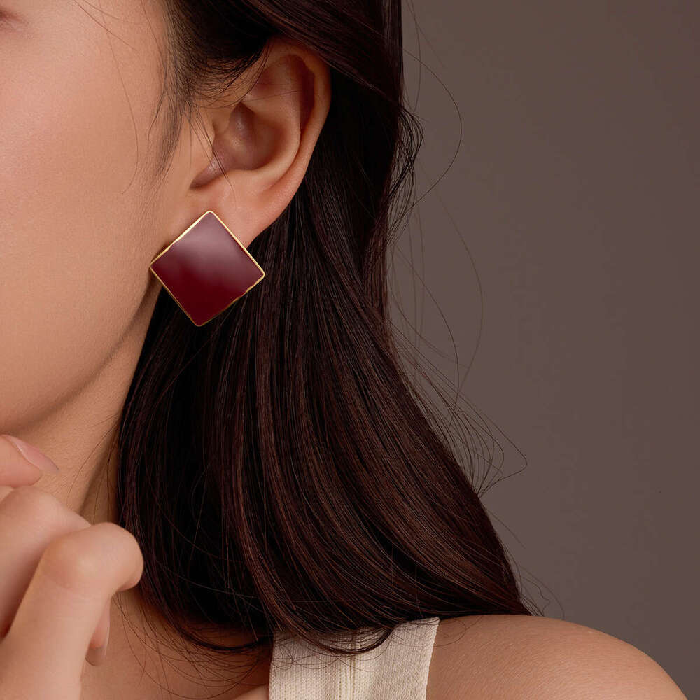 Geometric Square Stainless Niche Design Sense Light Titanium Steel Earrings