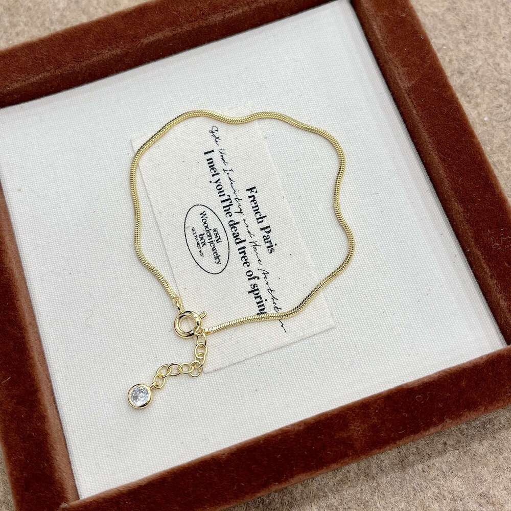 Exquisite Gold Sier Square Snake Bone Round Chain Zircon Pendant Pearl Bubble High-end Sense Wrapped Bracelet f15