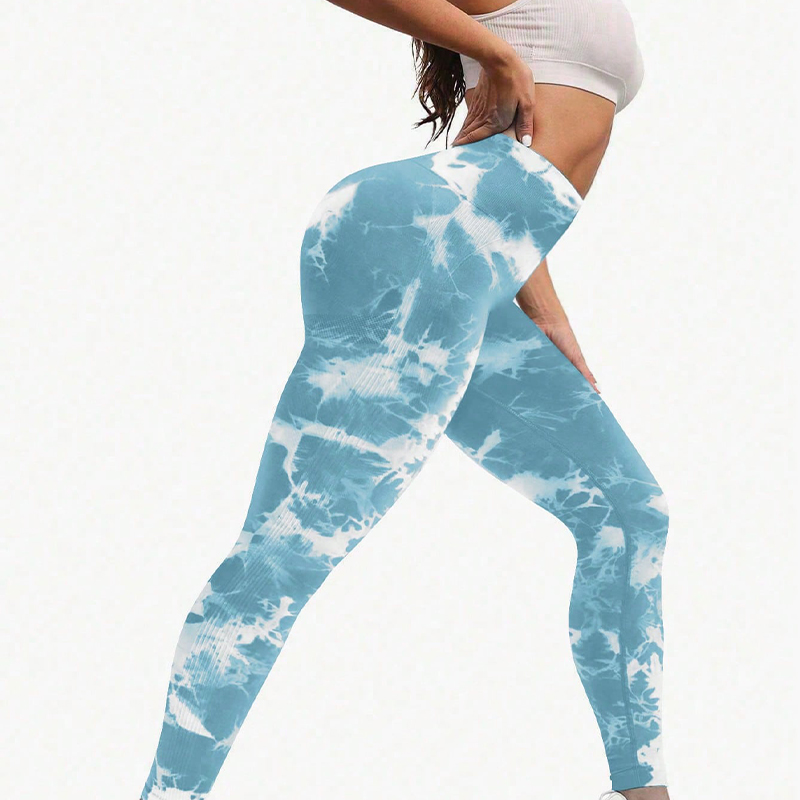 High-Waist Seamless Tie-Dye Sports Tights with Hip-Lift Feature for Yoga & Fitness