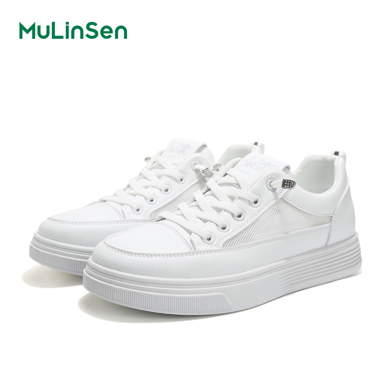 Mulinsen women's shoes summer mesh breathable white shoes thick-soled thin versatile sneakers one-step casual sports shoes