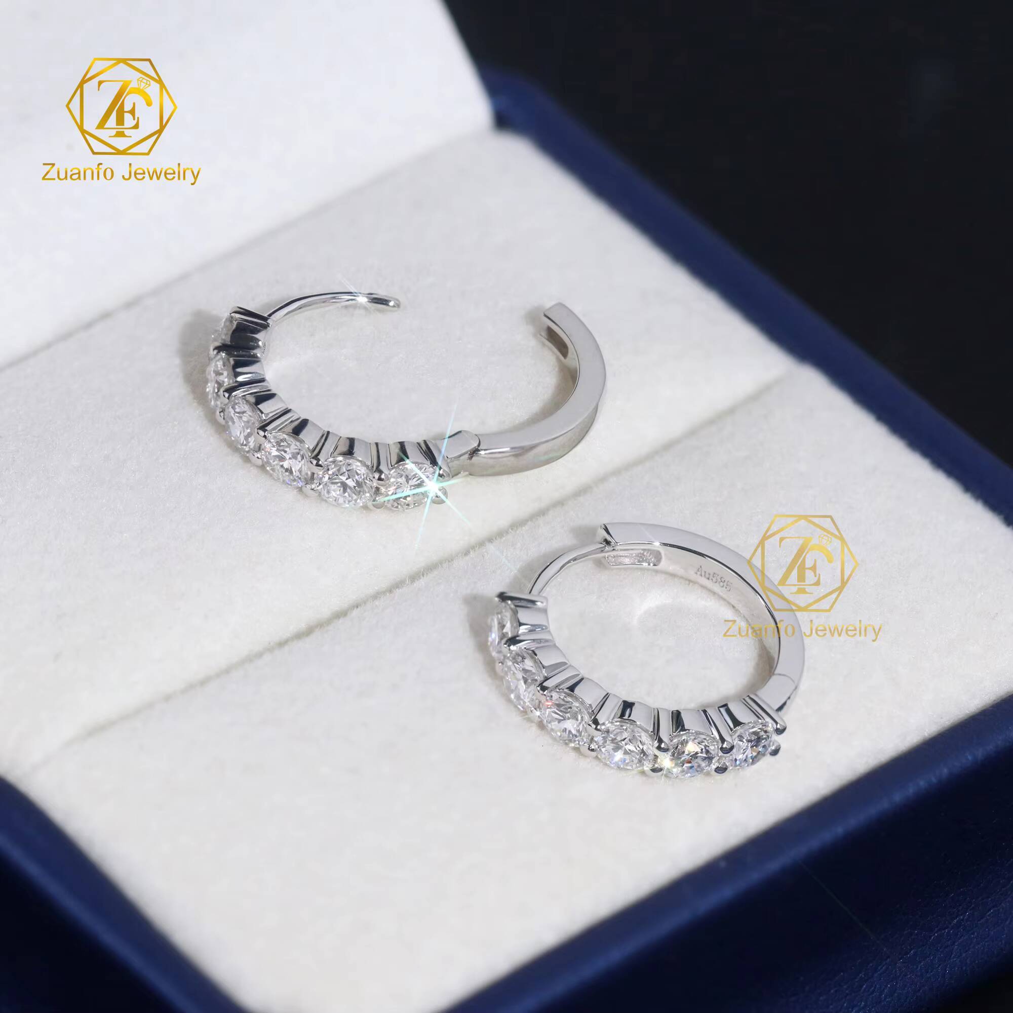 IGI Certified CVD HPHT 3mm DEF VVS-VS Lab Grown Diamond Small Circle Earrings Luxury 14K White Gold Huggie Hoop Earrings