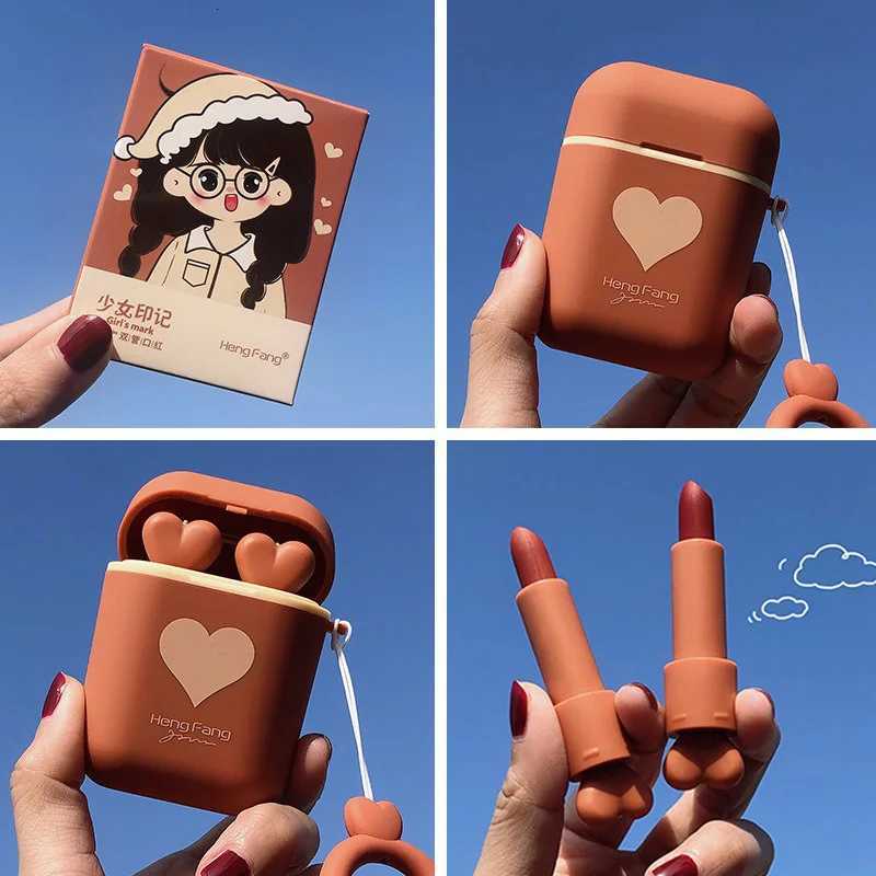 ute Cartoon Dual-Tube Velvet Lipstick Headphone Holder Matte Finish Long-Lasting Color G250729