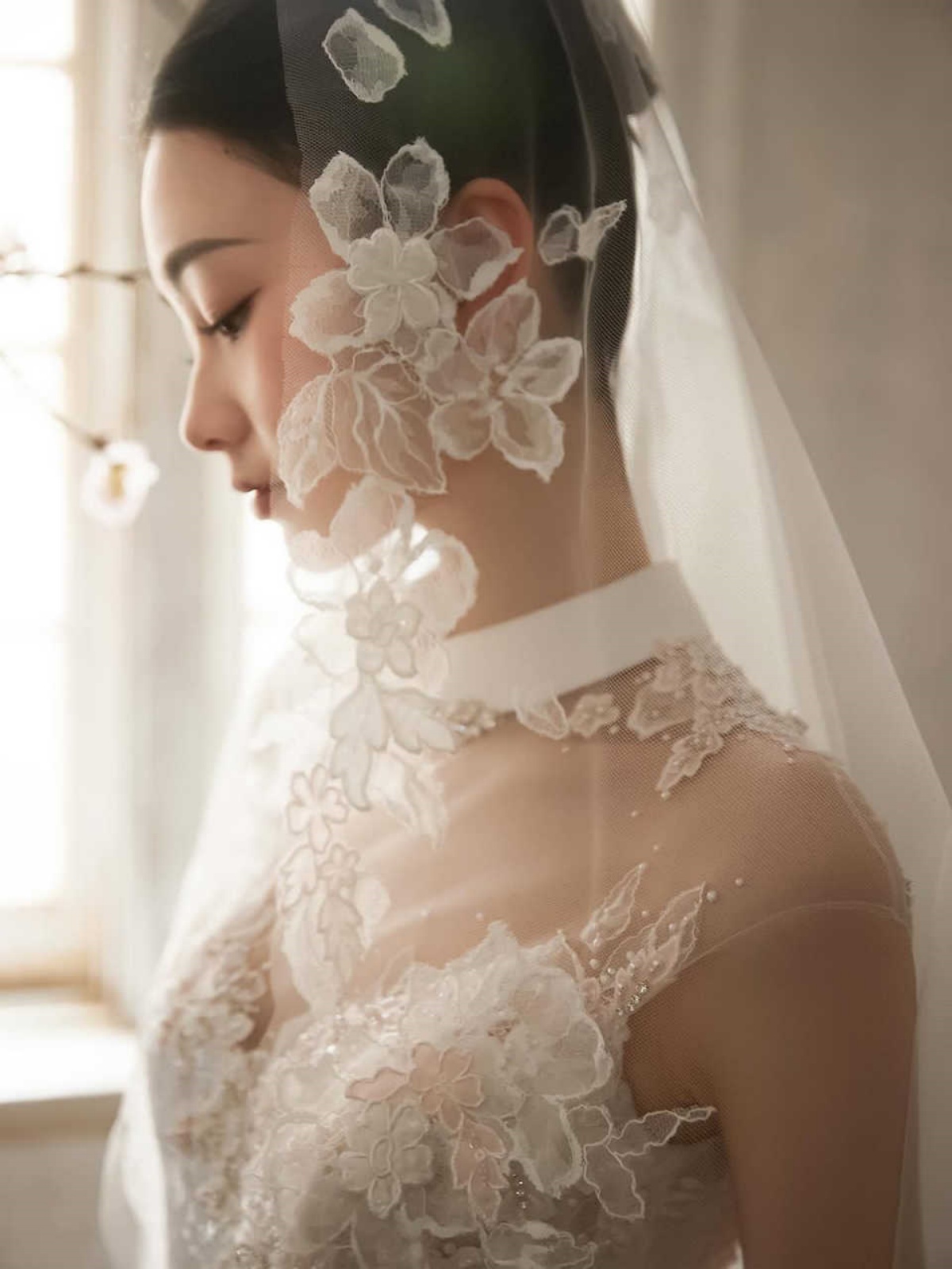 Tulle Lace Appliques Bridal Veil Long Cathedral One Layer Women Party Trailing Veil Wedding Accessories Customized