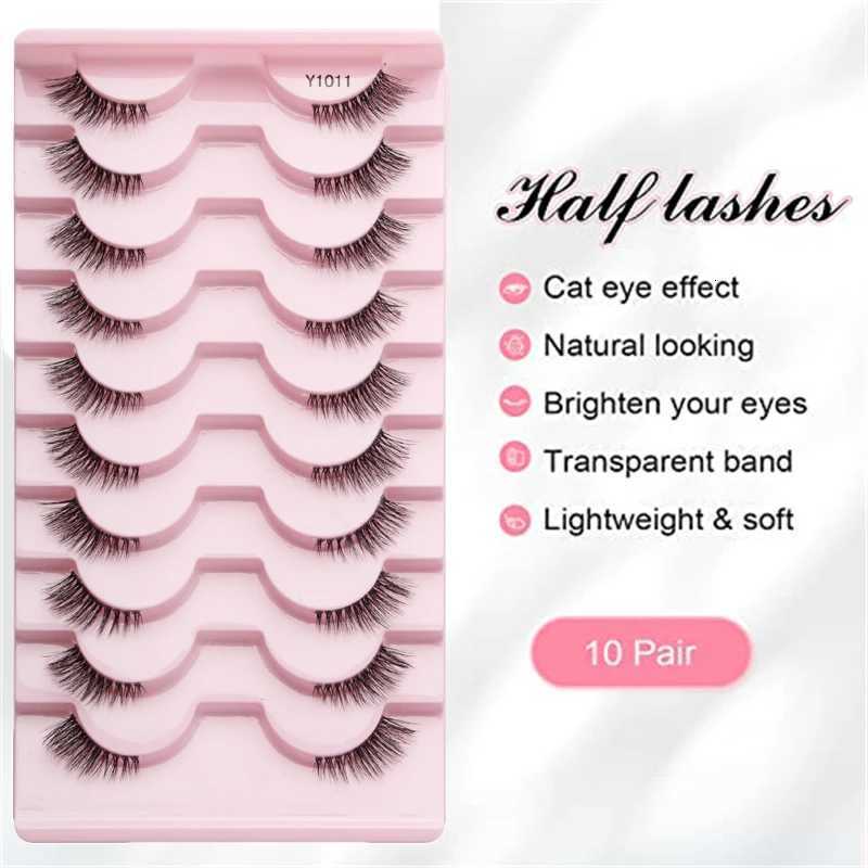3/5/10 Half Eyelashes Soft Natural Cat Eye Lashes Makeup Tool Extension Fluffy Faux Cils Makeup Half Lashes Z250730