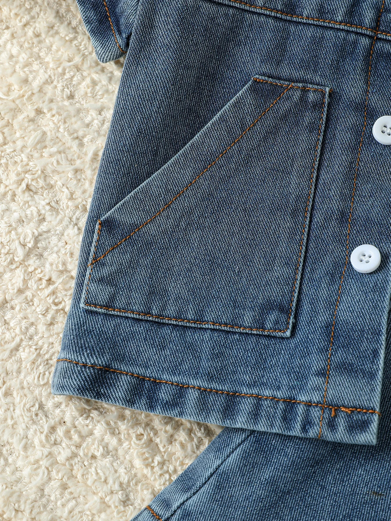 Summer Baby Solid Denim Short Sleeve Set Boys /Girls Denim Shirts Shorts Two Piece Set Simple Casual Fashion Streetwear 250729