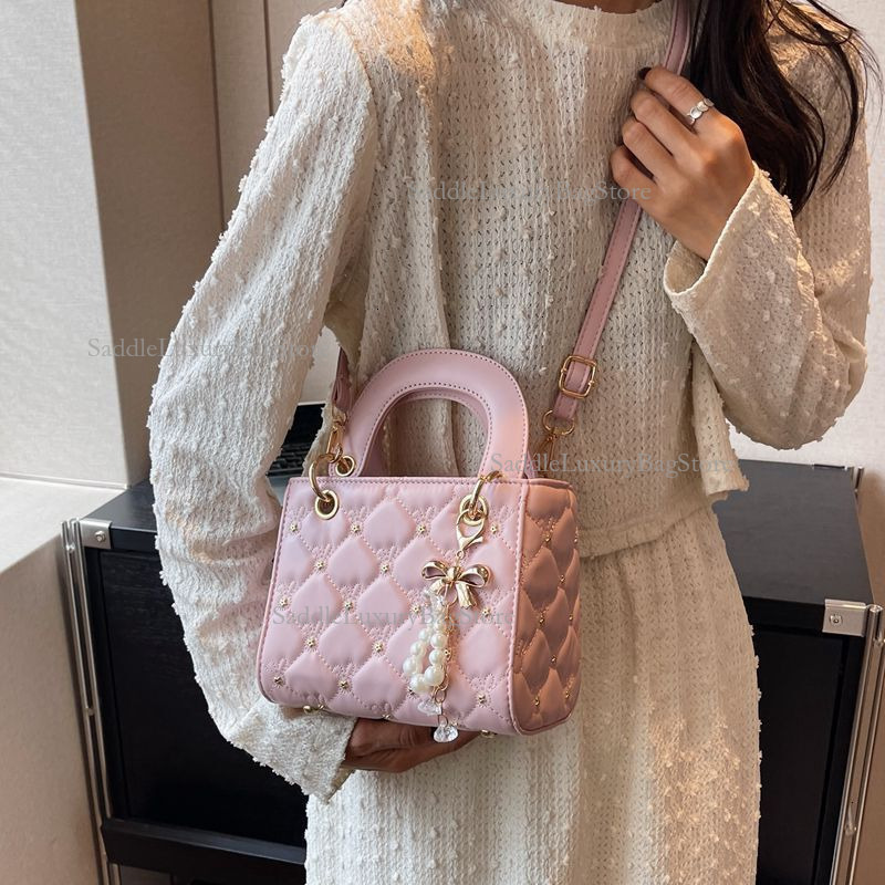 Women's New Diamond Studded Diana Bag Free Shipping Designer Luxurious And Fashionable Diamond Grid Mini Handbag Texture Popular Single Shoulder 