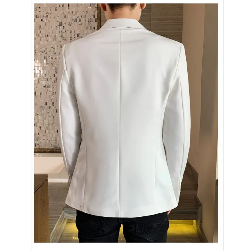 Mens Casual Blazer Korean Fashion Clothes Patchwork Suit Jacket Male Summer Thin Handsome Wear Slim Fit Coat Red White Blue 250724