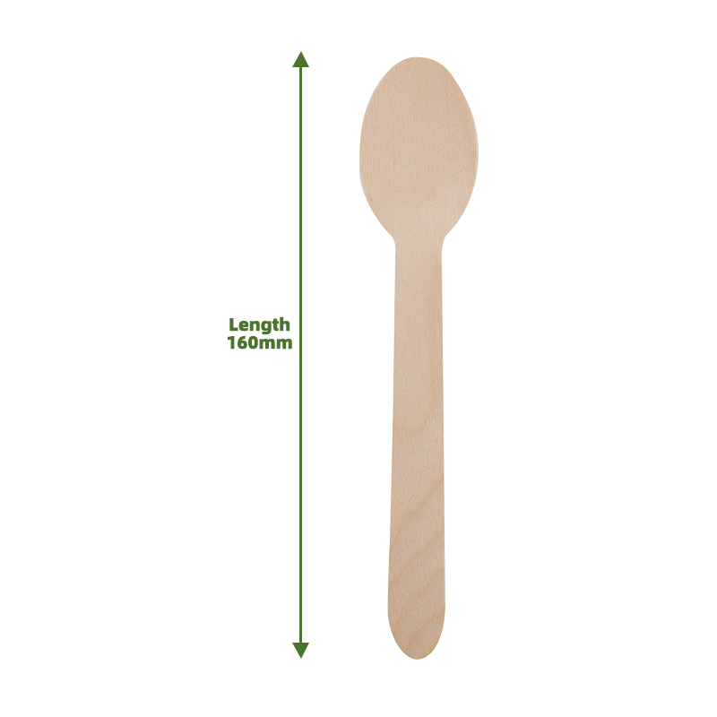 Single-use Wooden Ice Cream Scoop with Rounded Tip - 100% natural wood 160mm