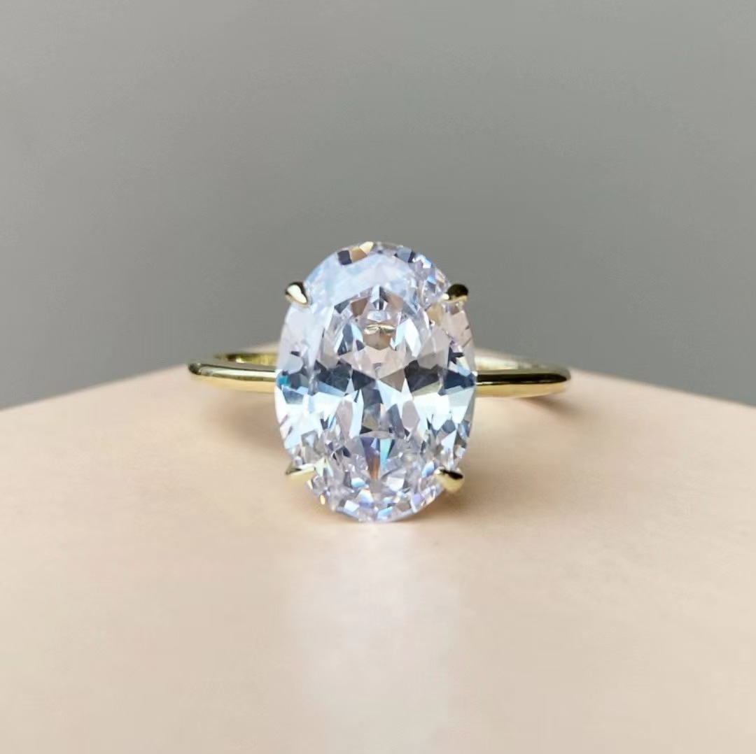 Band Rings Sterg Sier Promise Solitaire 3Ct Oval Moissanite Engagement Ring Women Dia Drop Delivery Jewelry Ot9 Free shipping