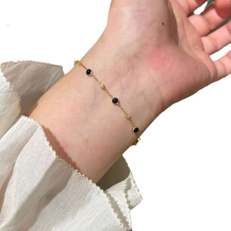 Midsummer Night French Blue Thin Light Niche Exquisite Fresh Colorful Gemstone Women's Bracelet