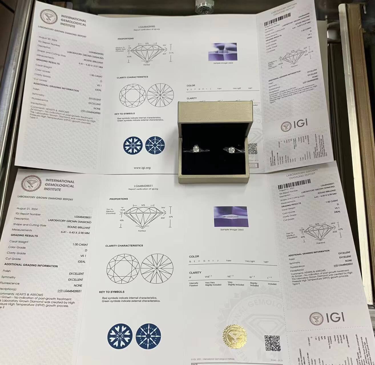 Fine Jewelry 14K/18K White Gold Earrings 0.5-1 Carat Lab Grown Diamond Studs 4 Prongs Set Elegant CVD Diamond for Women