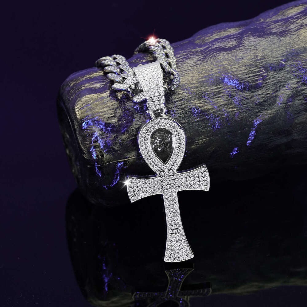Full Dia Hip Hop Men's Cuban Chain Fashion Personality Irregular Cross Pendant Straight Hair