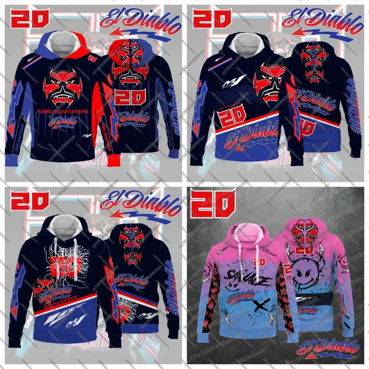 Latest Motorcycle Race No. 20 Driver Fabio Quartararo Creative Hoodie for Extreme Sports Track Enthusiasts Fans Fashion Hoodie T250730