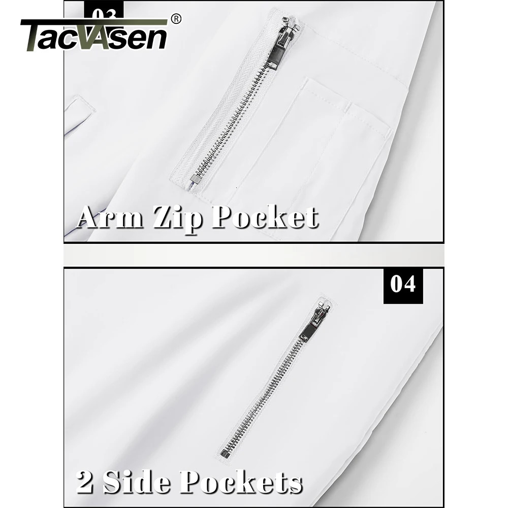 TACVASEN Mens Bomber Jacket Summer Autumn Thin Lightweight Casual Windbreaker Multipockets Full Zip Up Varsity Baseball 250730