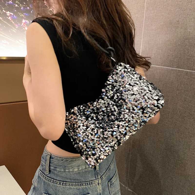 Popar trendy mens Korean-style handbag with sequins - versatile single-shoulder small bag Y250730
