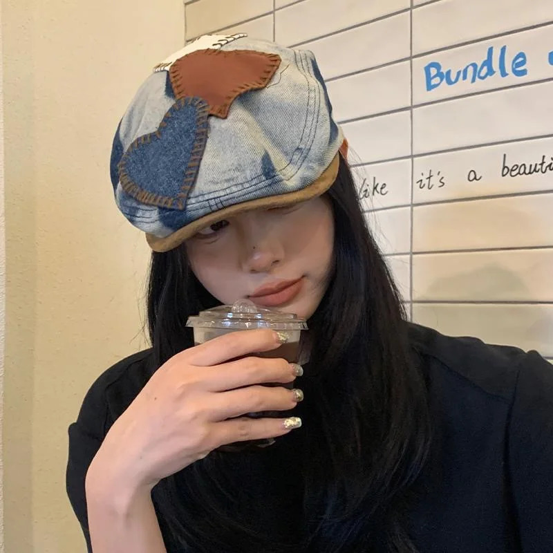 Denim sboy Cap Womens Cowboy Octagonal Hats Ladie Caps Retro Gatsby Hats Hip Hop Berets Cabbie Apple Beret For Male Gorras 250729