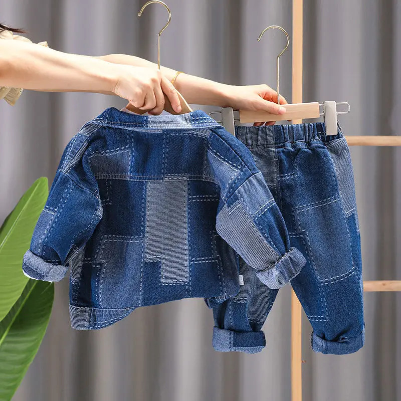 2-10 Yrs Baby Girl Boys Denim Jeans Set Spring Autumn Childrens Fashion CoatJeans Boy Kid Casual Loose Two Piece Set 250729