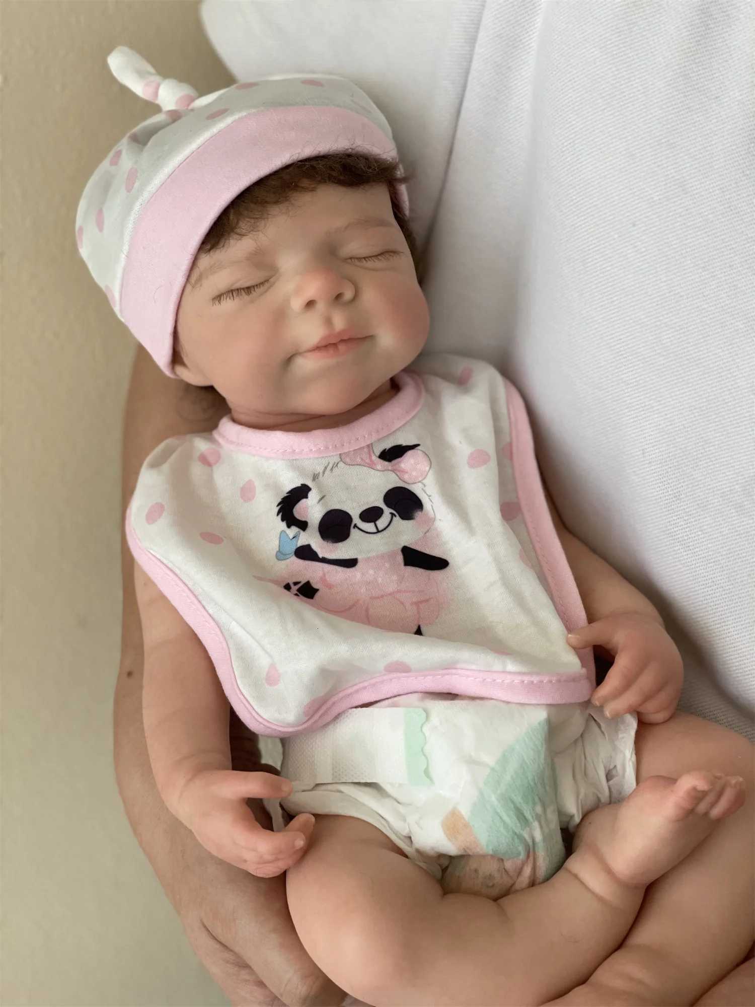 45cm Can Open Mouth Pascale Solid Silicone Reborn Baby Girl With Rooted Hair Washable Lifelike Realistic Newborn Baby Doll XJ250730