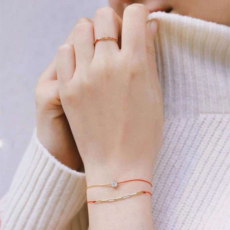 French Paris Classic Chain Red String Zodiac Year Light High-end Feel Lucky Woven Bracelet for Women