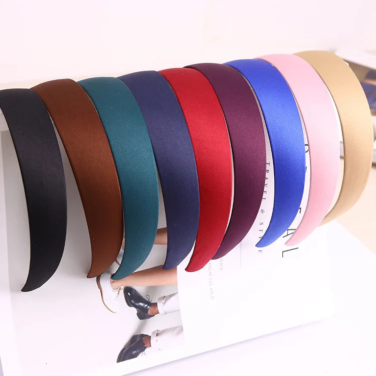 Simple Solid Color Satin Headbands for Women Wide Nonslip Headband Gilrs Colorful Comfortable DIY Hairband Hair Accessories 250716