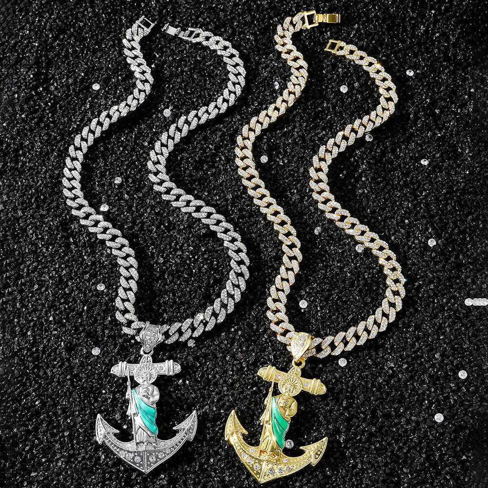 Personality Creative Hip-Hop Style Religious Saint Jude Statue Anchor Pendant