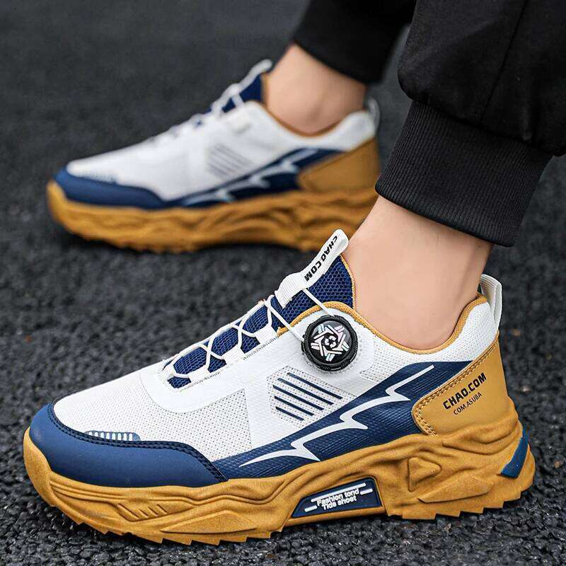Men's Korean breathable casual sports four season new soft soled Rotating shoelaces outdoor running shoes student sneakers