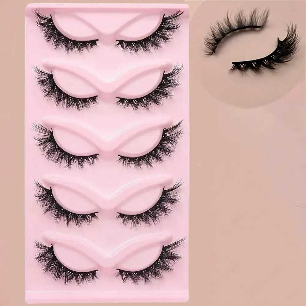 5pairs 3D Cat Eye Lashes Faux Eyelashes Natural Long Full Strip Lashes Winged End Eye Elongated Fake Lashes Soft Eyelashes Z250730
