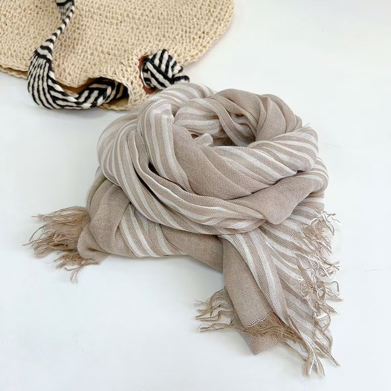 K1529 Versatile soft modal striped scarf for men and women spring and summer neck shawl sunscreen silk scarf for women autumn and winter warmth