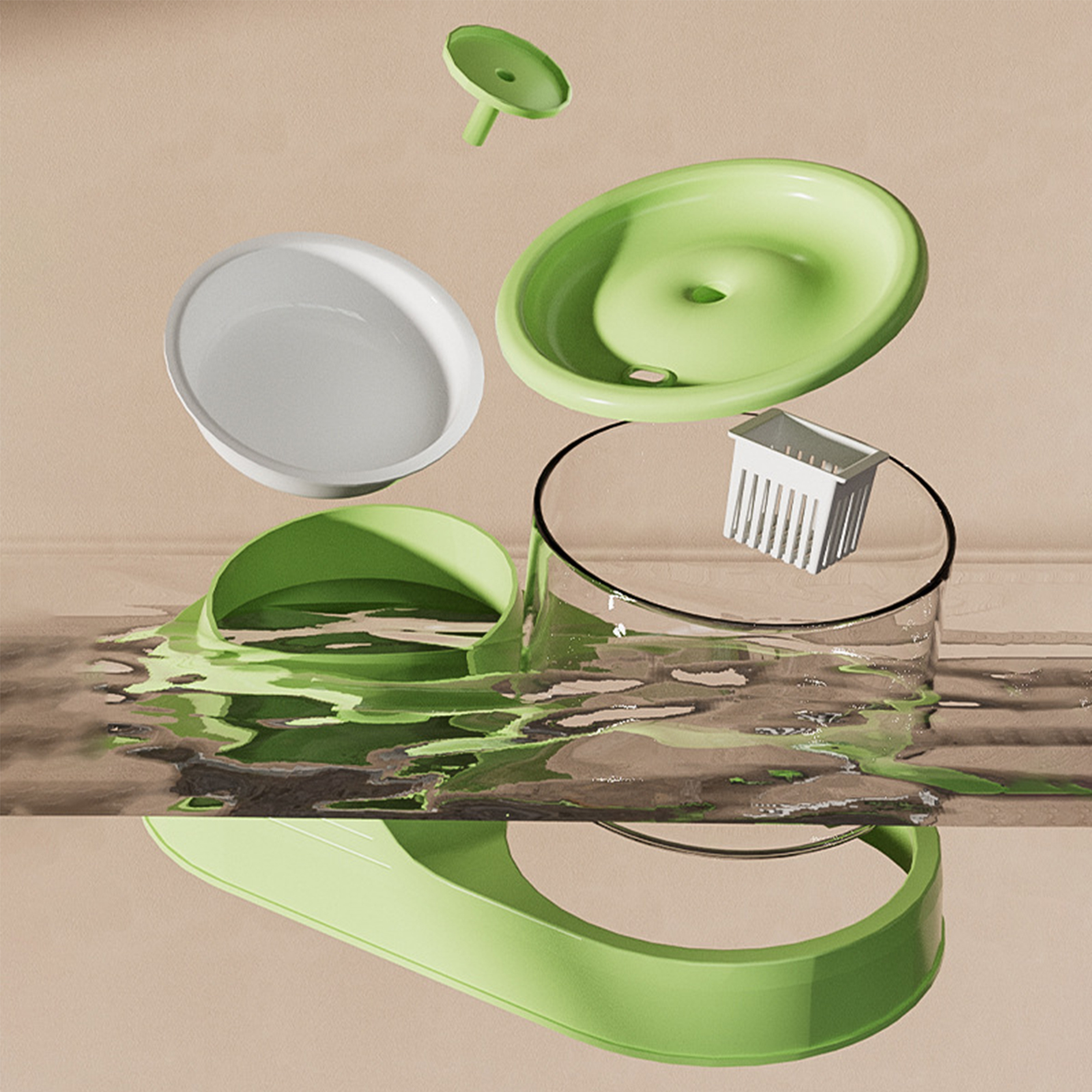 Cat water dispenser automatic circulation live water pet drinking water filtration flow neck protection feeding device source manufacturer's agen