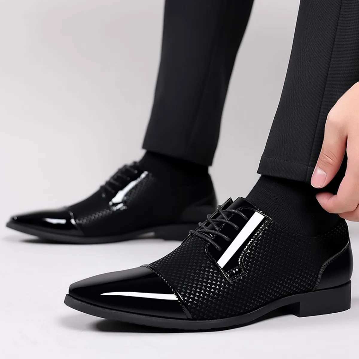 Mens Dress Shoes Classic Lace-up Formal Oxfords Modern Tuxedo Business Casual Sc Pattern Comfort Formal Shoes for Men Y250730