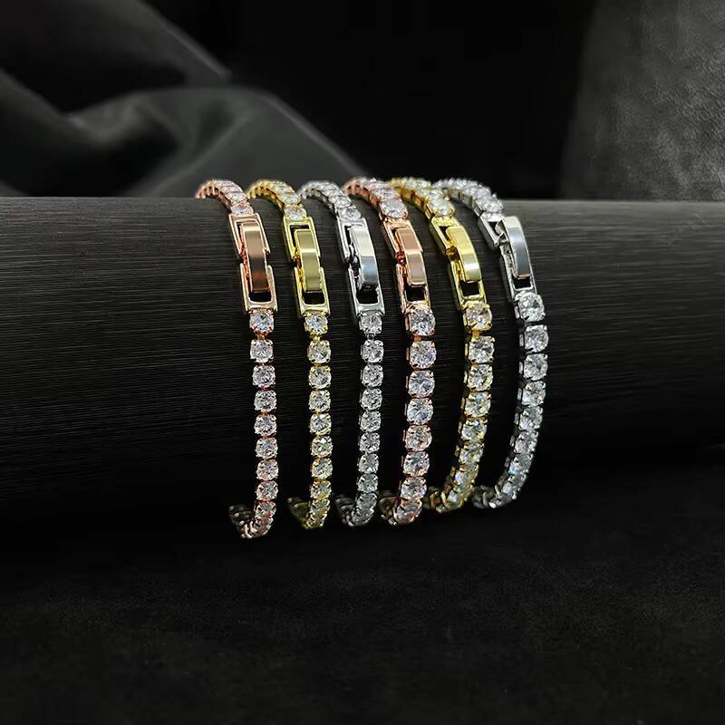 Pass Diamond Tester Bangles 925 Silver 2 3 4 5 6mm Diamond Chain VVS Moissanite Tennis Chain Cuban Bracelet for Women Men