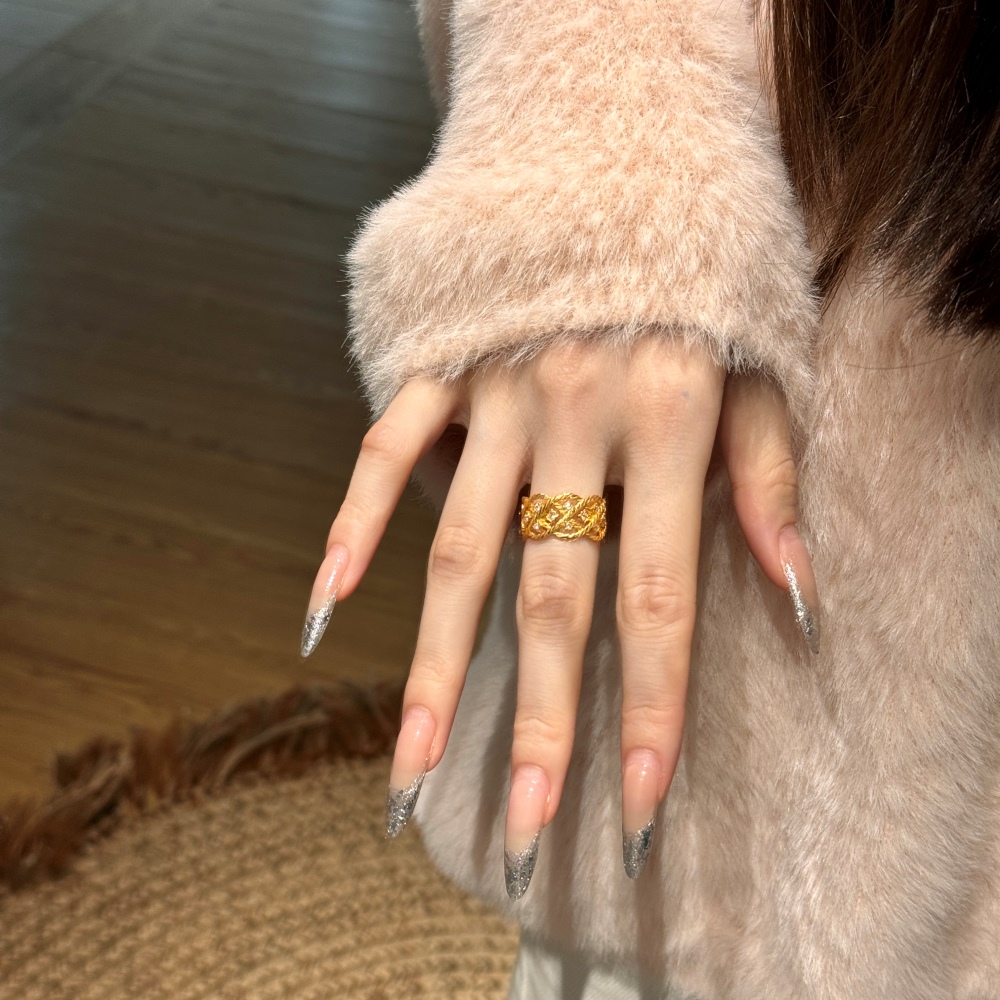 925 silver Elegant Weaved Ladies' Ring Set With Sparkling Cubic Zirconias,flower basket shape 22k gold plated,width:10.9mm,weight:4.2g,CZ:5A