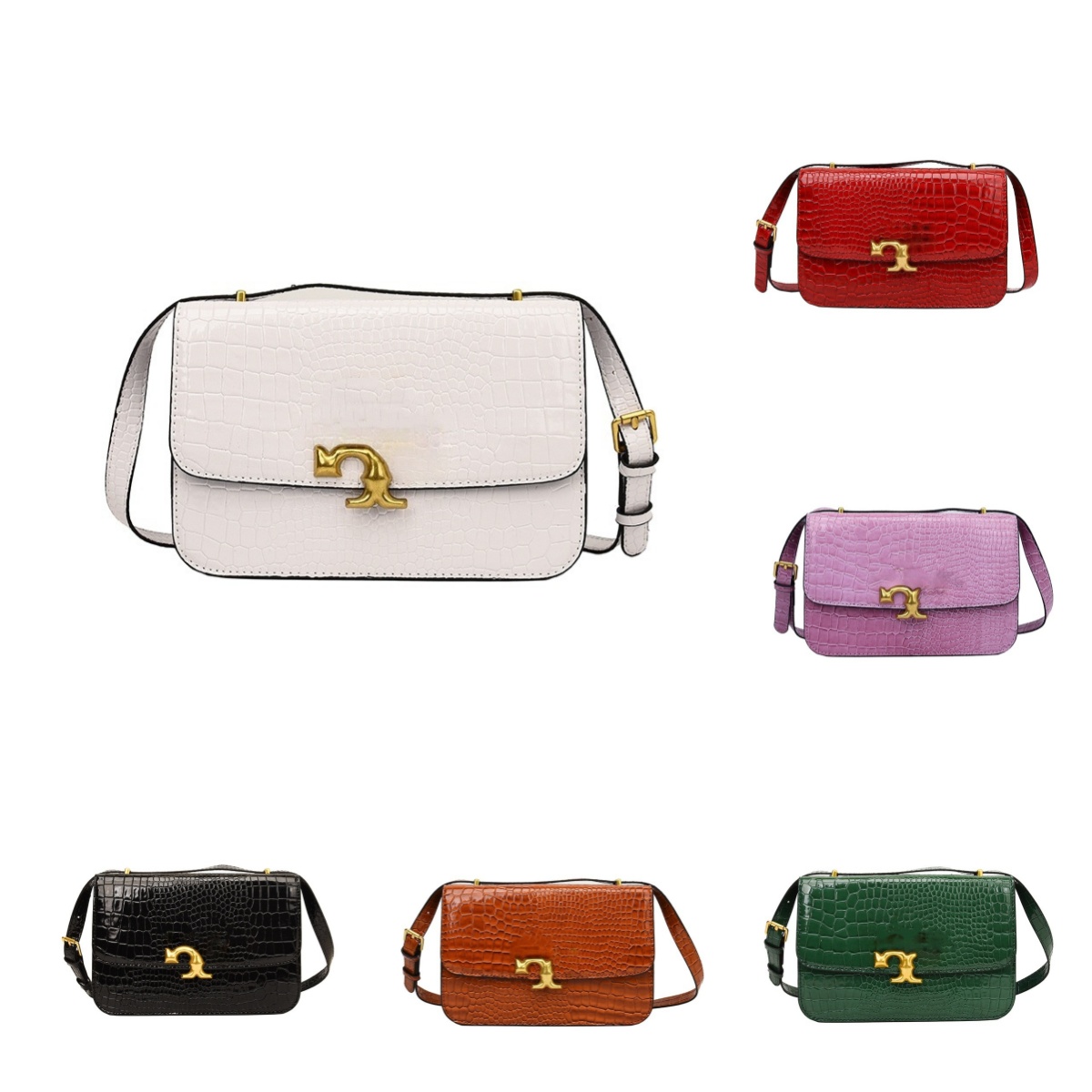 Designer Bag Womens Handbag High-Quality Crocodile-Patterned Shoulder Bag Fashion Versatile Versatile Square Bag.