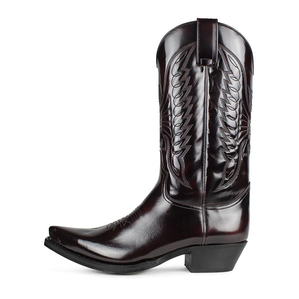 Western Cowboy Boots Waxed Leather Pointed High Heels Leather Embroidery Patchwork High Boot Knight Chelsea Snake Pattern Patchwork Gold Silver Toe Ho