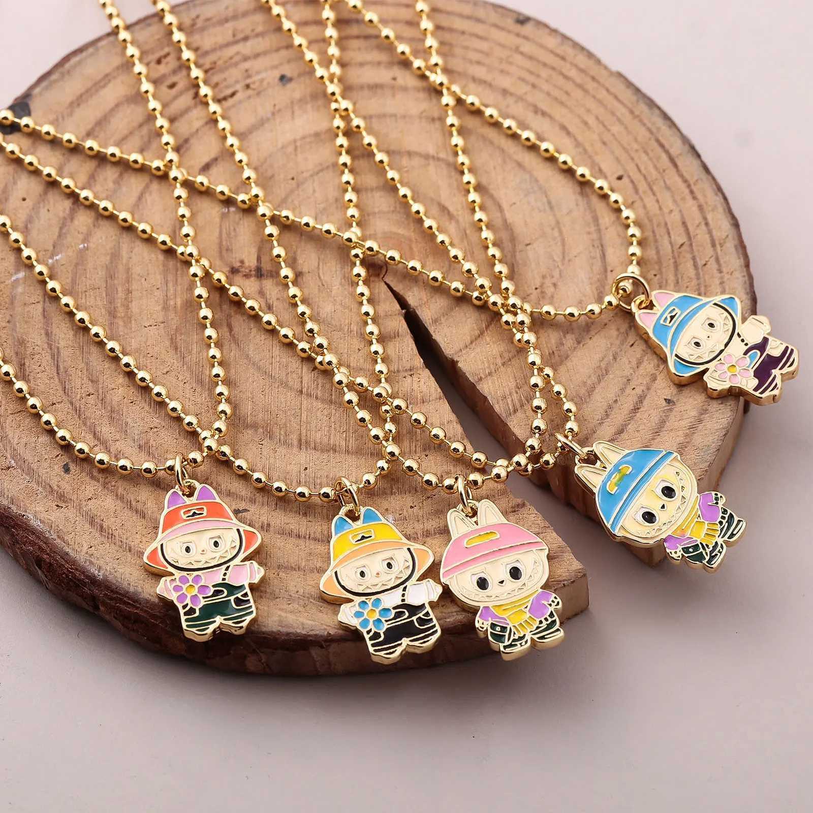 New Cartoon Elf Alloy Oil Drip Pendant Necklace Fashion Versatile Delicate Collar Chain Jewelry Set for Women Y250730