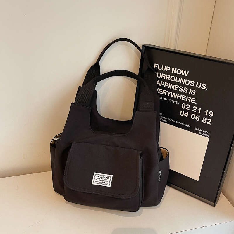 Commuting Ins Niche Design Handheld Canvas Simple Solid Color Casual Versatile Tote Bag for Women