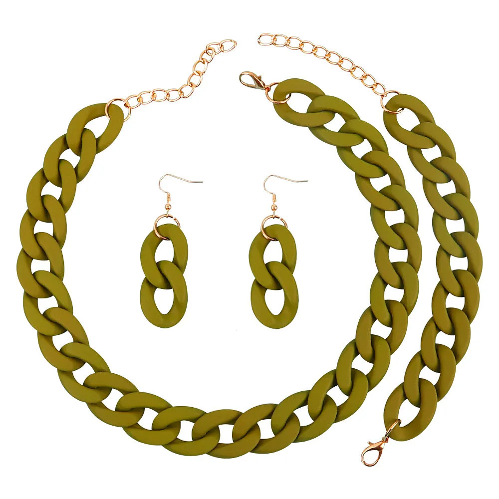 FishSheep Acrylic Chain Necklace Jewelry for Women Resin Thick Link Chain Choker Necklace Earrings Fashion Accessories 250729
