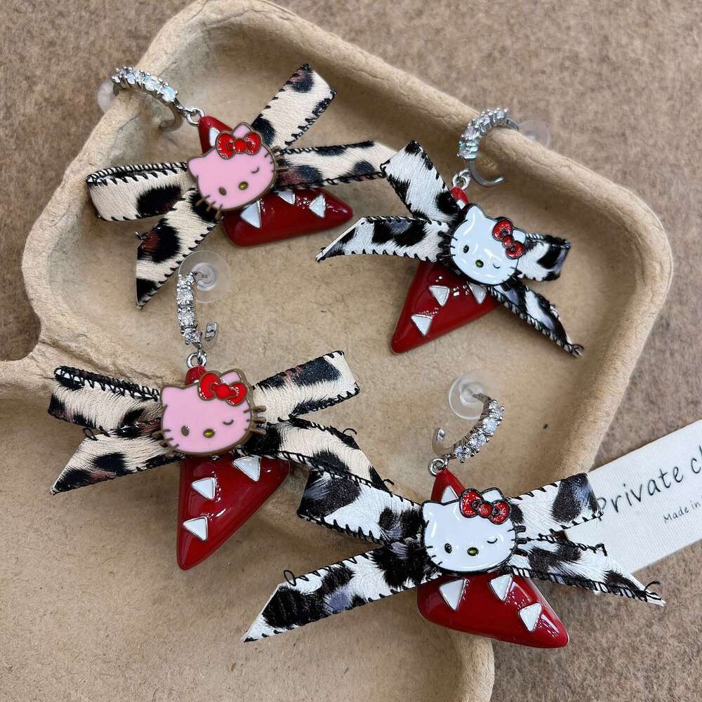 Leopard Print Dopamine Age-Reducing Y2 Cute Personality Creative Fashion Sweet Cartoon Earrings for Women c6f