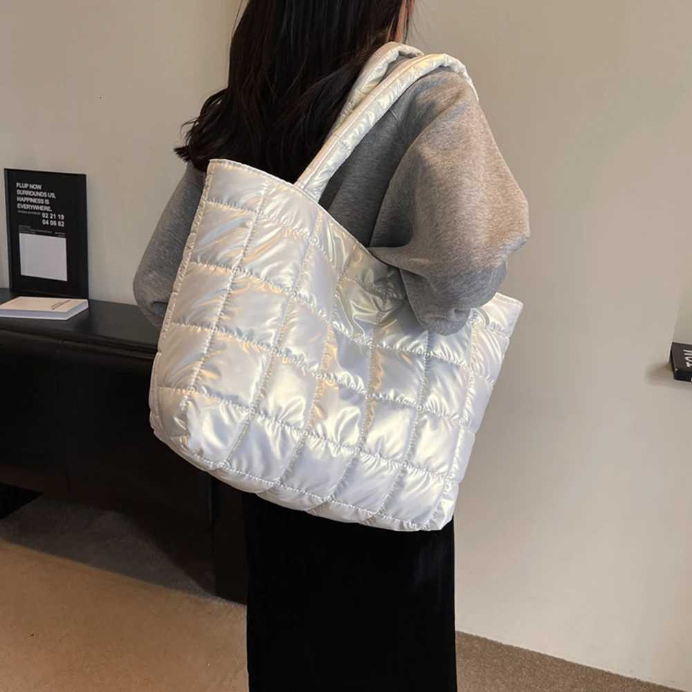 100% Cotton Linen Cotton Linen Bag Large Capacity Cloud Bubble Bag Zipper Closure Solid Color Bag Gloss Surface for Shopping Traveling Y250730