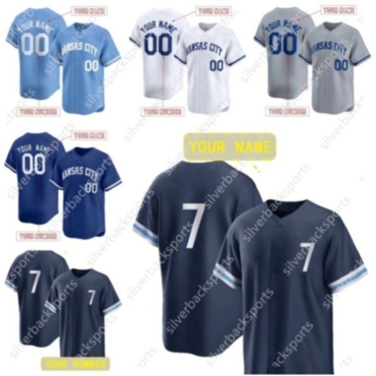 7 Bobby Witt Jr. 55 Cole Ragans Custom Baseball Jersey Salvador Perez Stitched Personalized Customized Jerseys Vinnie Pasquantino Custom Any Number Name ed