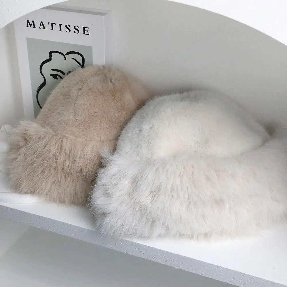 Warm Fluffy Fur Bucket Hat Russian Caps Thick Bucket Hat Autumn Winter Fur Hat Head Cap Winter Hat Panama Cap Christmas Gifts 250724