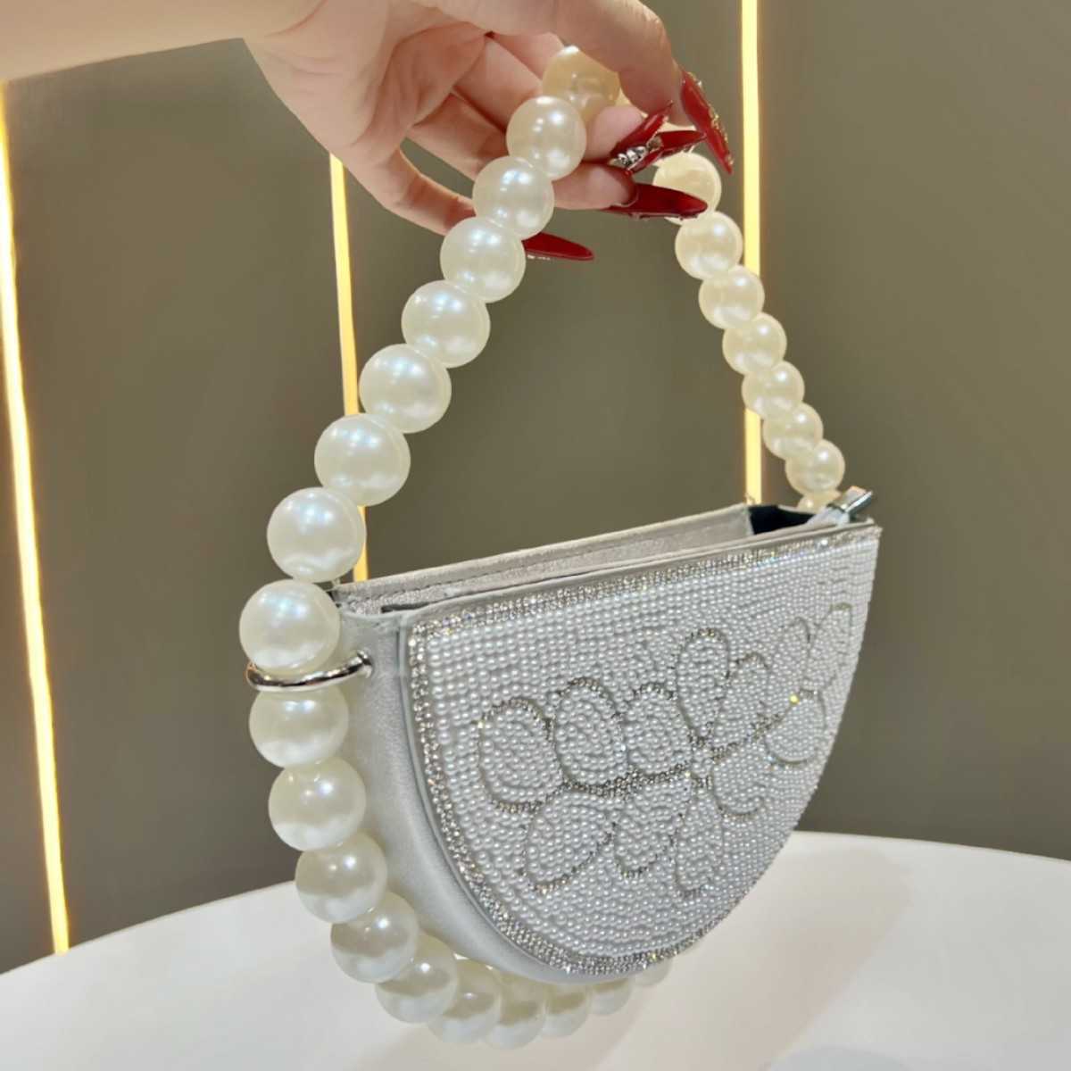 New Womens Handbag Socialite Rhinestone Beaded Evening Bag French Dress Handbag Crossbody Evening Bag