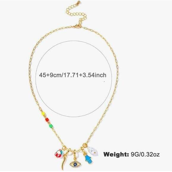 OZON Devil's Eye Geometric Metal Pendant for Women Fashion Star and Moon Enamel Necklace