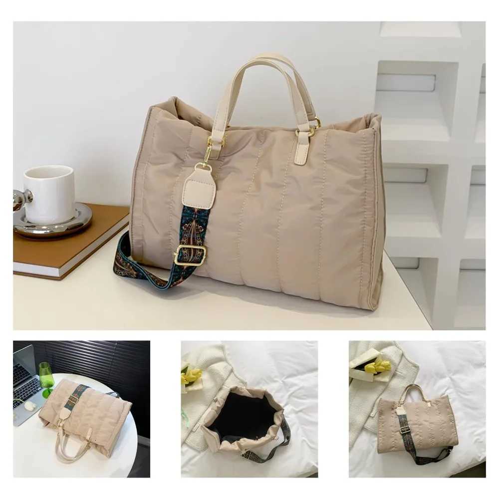 Handheld Tote Bag Large Quilted Puffer Crossbody Bags Portable Versatile Totes Simple Notebook Sack Large Capacity Shoulder Bags Y250730
