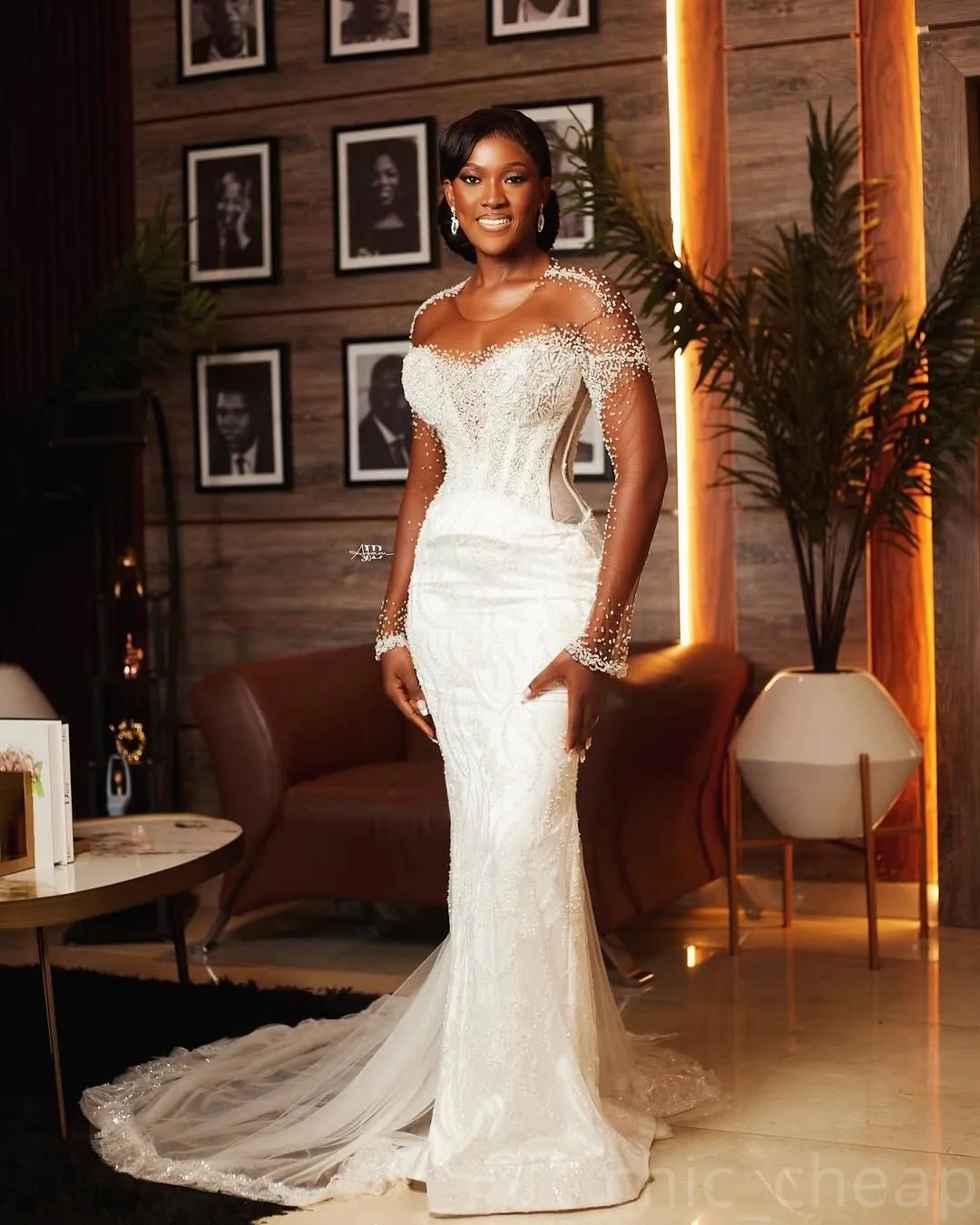 Arabic Aso Ebi Plus Size Ivory Mermaid Wedding Dresses Beaded Full Sleeves Detachable Train Sequined Lace Vintage Bridal Gowns Dress