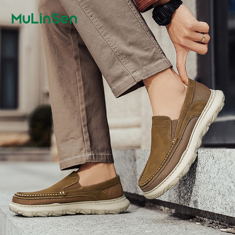 Mulinsen men's shoes breathable cloth shoes men's spring and summer casual leather shoes driving shoes mesh slip-on thin trendy shoes