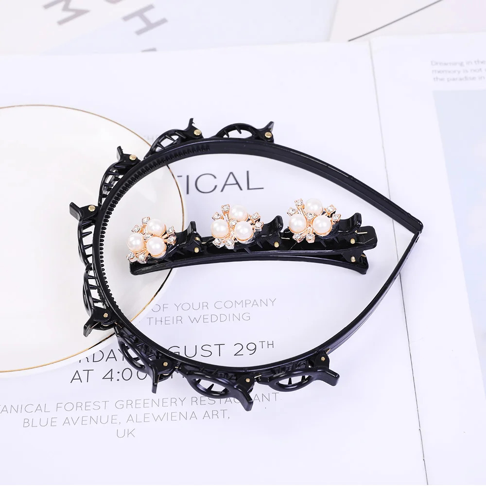 Double Layer Bands Clip Hairbands Fashion Plastic Braided Headband Punk Knitting Womens Headwear Hair Accessories Pearl 250716